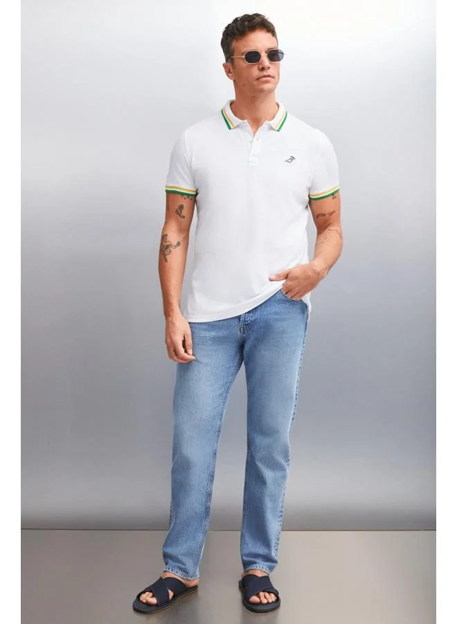 GRIMELANGE Grimelange Xander Men's White Polo Neck T-Shirt