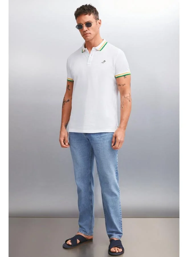 GRIMELANGE Grimelange Xander Men's White Polo Neck T-Shirt