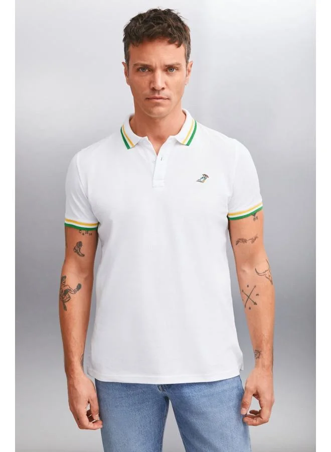 GRIMELANGE Grimelange Xander Men's White Polo Neck T-Shirt
