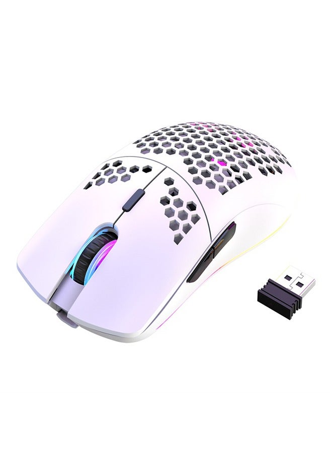 XUNFOX Wireless Gaming Mouse,65g Superlight,Adjustable DPI,2.4GHz Computer Mouse,Honeycomb Design and RGB Light for PC/Mac/Laptop,White  - Image 1