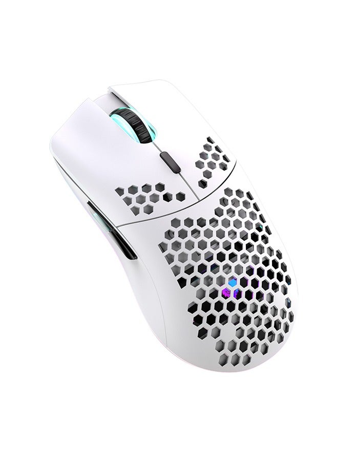 XUNFOX Wireless Gaming Mouse,65g Superlight,Adjustable DPI,2.4GHz Computer Mouse,Honeycomb Design and RGB Light for PC/Mac/Laptop,White  - Image 2