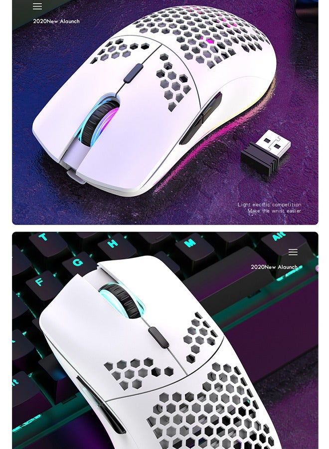 XUNFOX Wireless Gaming Mouse,65g Superlight,Adjustable DPI,2.4GHz Computer Mouse,Honeycomb Design and RGB Light for PC/Mac/Laptop,White  - Image 3