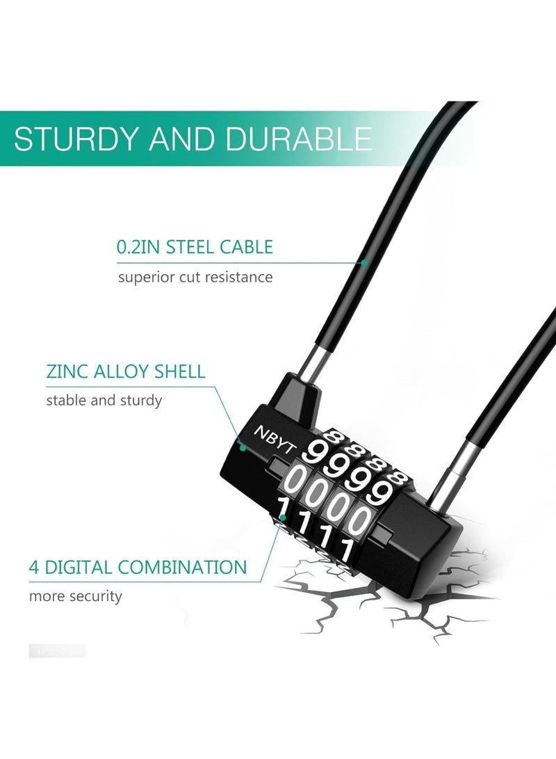 SYOSI Bike U Lock Combinationr, 5mm Width Flexible Cable Lock, Long Shackle Padlocks, Updated Safety Resettable Lock for Gym Locker, Toolbox, Closet, Luggage, Cabinet, Outdoor - Image 3