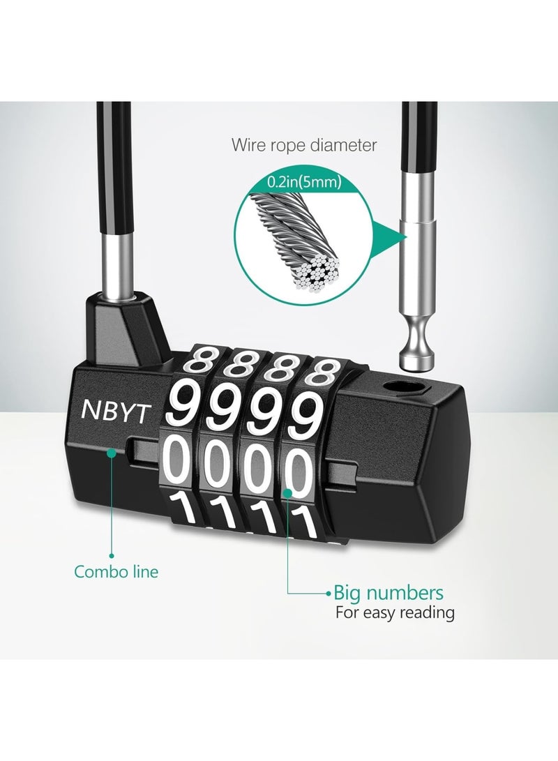 SYOSI Bike U Lock Combinationr, 5mm Width Flexible Cable Lock, Long Shackle Padlocks, Updated Safety Resettable Lock for Gym Locker, Toolbox, Closet, Luggage, Cabinet, Outdoor - Image 4