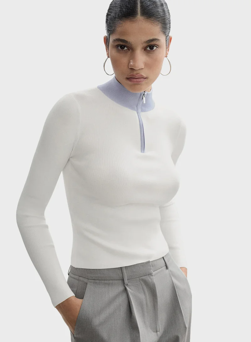 MANGO Zip Neck Jumper