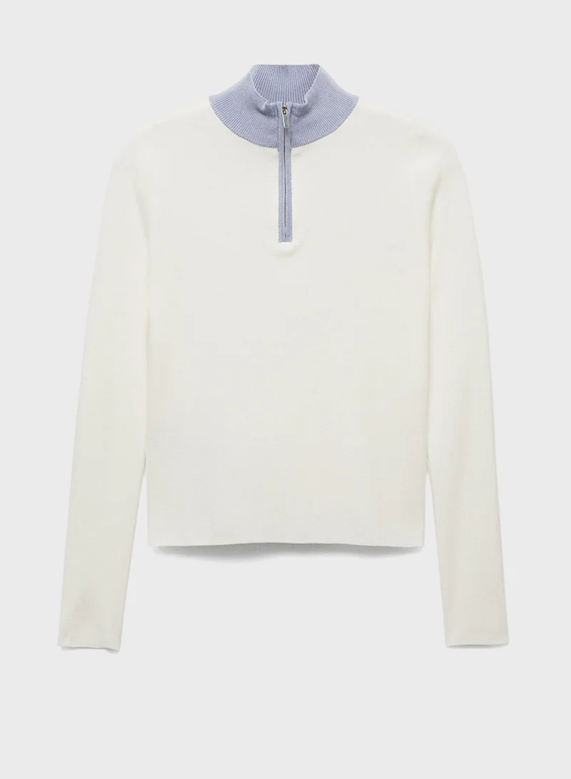 MANGO Zip Neck Jumper