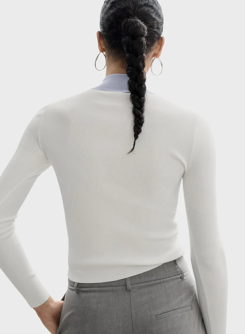 MANGO Zip Neck Jumper