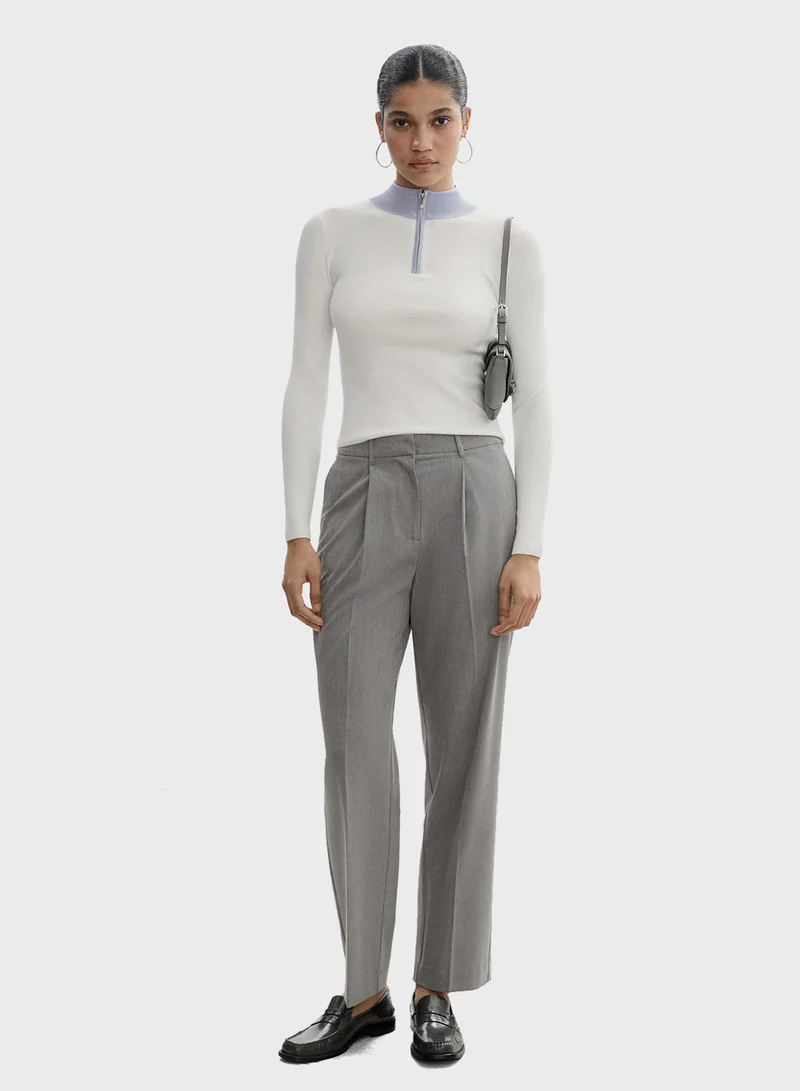 MANGO Zip Neck Jumper