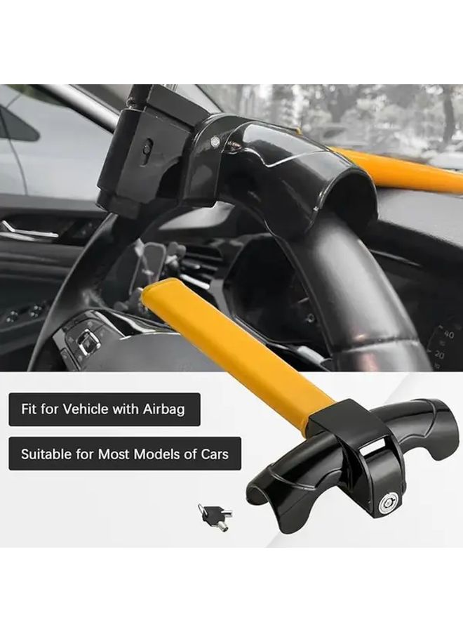 Yellow Heavy Duty Adjustable Steering Wheel Lock for Truck Van Anti Theft - Image 2