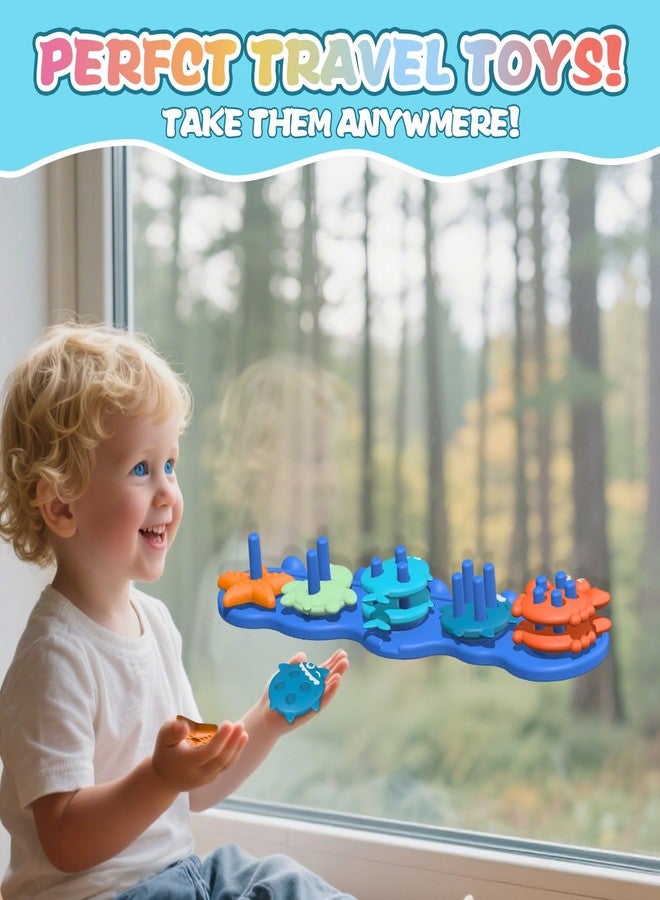 Deenwada Silicone Baby Bath Toys – Stackable, Shape-Sorting Floating Set with 10 Mold-Free Textured Pieces, No-Hole Design – Early Learning Bathtub Toys for Toddlers and Kids - Image 5