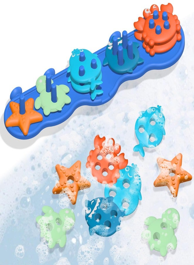 Deenwada Silicone Baby Bath Toys – Stackable, Shape-Sorting Floating Set with 10 Mold-Free Textured Pieces, No-Hole Design – Early Learning Bathtub Toys for Toddlers and Kids - Image 1