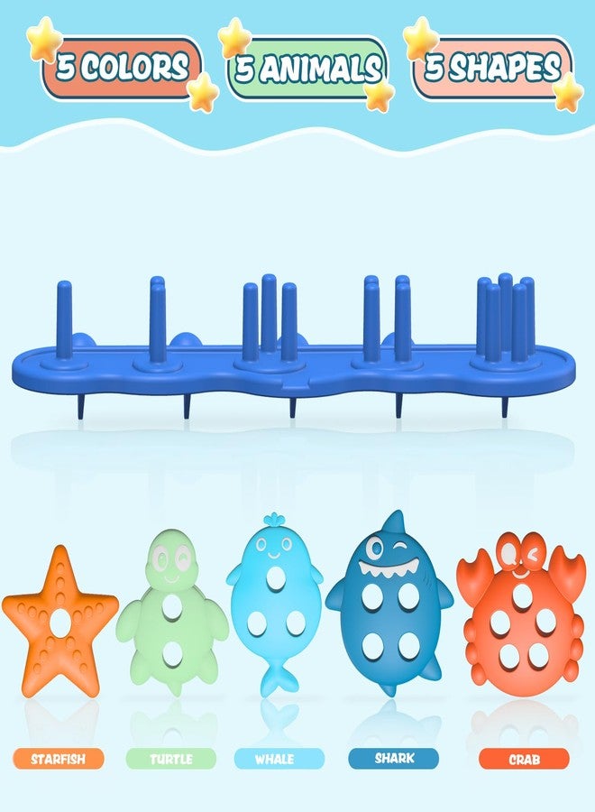 Deenwada Silicone Baby Bath Toys – Stackable, Shape-Sorting Floating Set with 10 Mold-Free Textured Pieces, No-Hole Design – Early Learning Bathtub Toys for Toddlers and Kids - Image 4