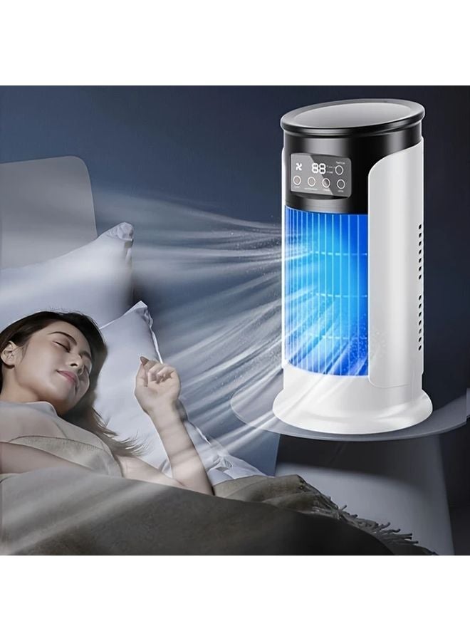 White Portable Air Conditioner USB Desktop Cooler Fan Humidifier Night Light - Image 2