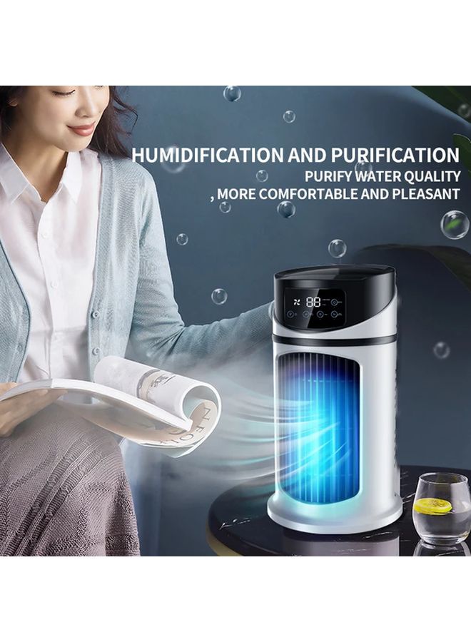 White Portable Air Conditioner USB Desktop Cooler Fan Humidifier Night Light - Image 1