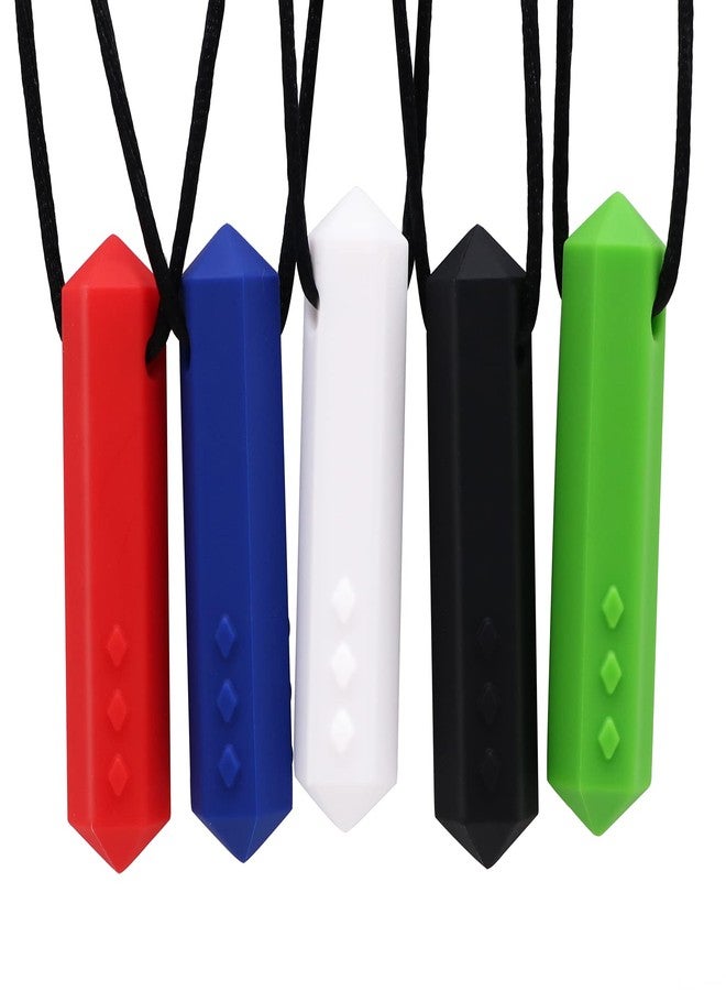 Atsky Chew Necklaces for Sensory Kids - 5 Pack Silicone Chewy Toys for ADHD, Autism, SPD, Oral Motor Therapy Tool with Textured Surface, Anxiety Relief Chewables - Image 1