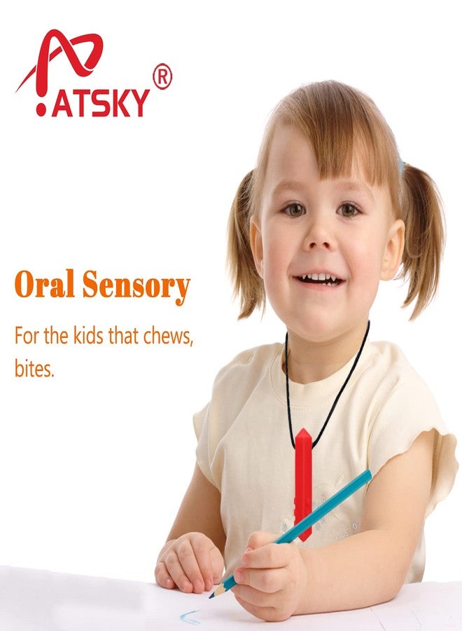 Atsky Chew Necklaces for Sensory Kids - 5 Pack Silicone Chewy Toys for ADHD, Autism, SPD, Oral Motor Therapy Tool with Textured Surface, Anxiety Relief Chewables - Image 2