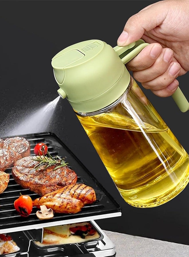 JoyousSto 2 in 1 Oil Dispenser and Oil Sprayer, 470ml Dispenser Bottle Spray and Pour, Glass Olive Oil Sprayer for Cooking, Food Grade Oil Spray Bottle Mister Spritzer for BBQ, Air Fryer, Kitchen,Green - Image 2