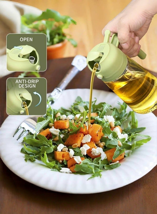 JoyousSto 2 in 1 Oil Dispenser and Oil Sprayer, 470ml Dispenser Bottle Spray and Pour, Glass Olive Oil Sprayer for Cooking, Food Grade Oil Spray Bottle Mister Spritzer for BBQ, Air Fryer, Kitchen,Green - Image 3