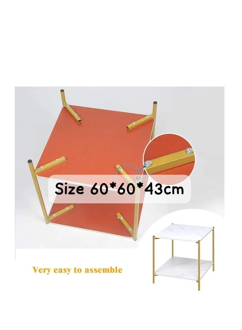 طاولة شاي القهوة الحديثة أثاث غرفة المعيشة طاولة جانبية مربعة من الرخام - Image 2