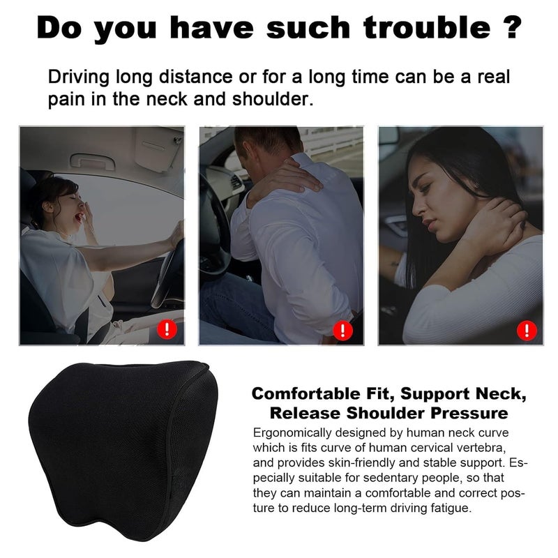 ONTRIP ONTRIP Car Neck Pillow, Softness Car Headrest Pillow for Driving with Adjustable Strap,Memory Foam and Breathable Removable Cover,Pain Relief for Car,Gaming Chair,Office Chair, Set of 2 (Black) - Image 4