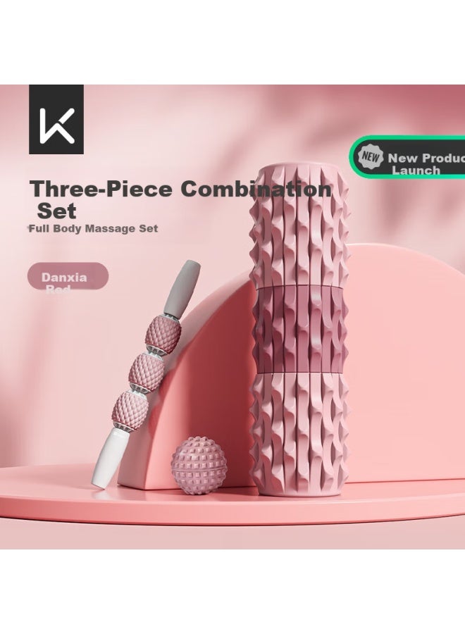 Keep Foam Roller With Spiky Ball For Leg Muscles Relaxation Professional Fitness Yoga Massage Roller Set Danxia Red - Image 1