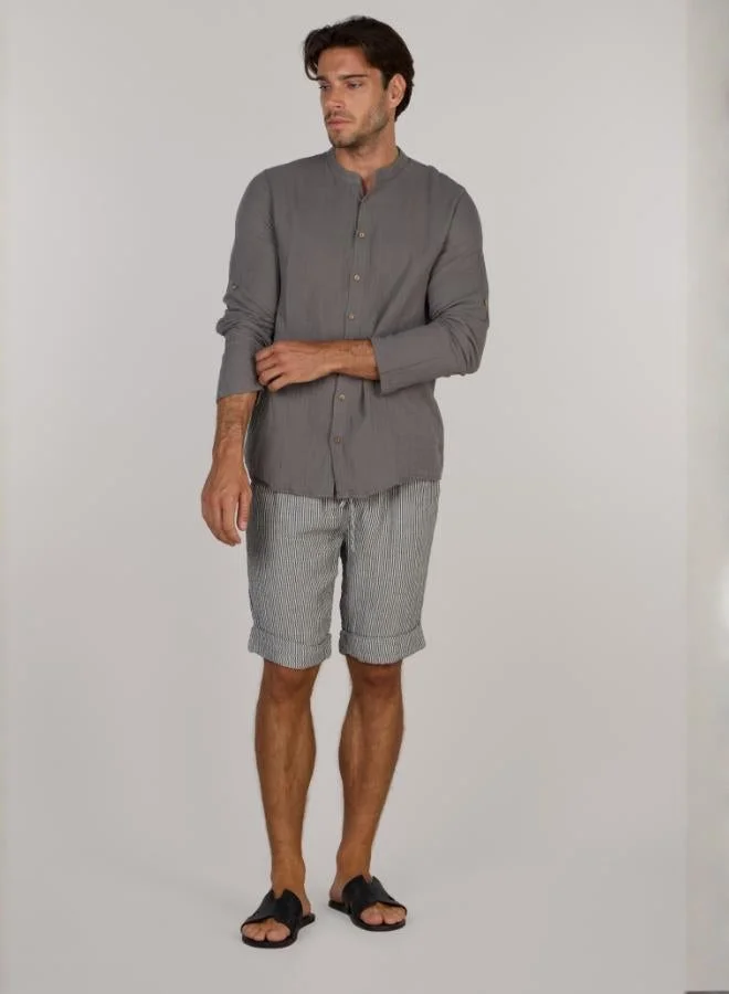 Just Nature Regular Fit Mandarin Collar Resort Shirt
