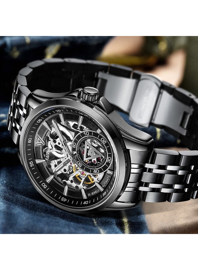 Mark Fairwhale Men's Skeleton Luminous Fully Automatic Mechanical Watch With Tourbillon, Birthday Gift For Boyfriend, Model 6350 - Image 1