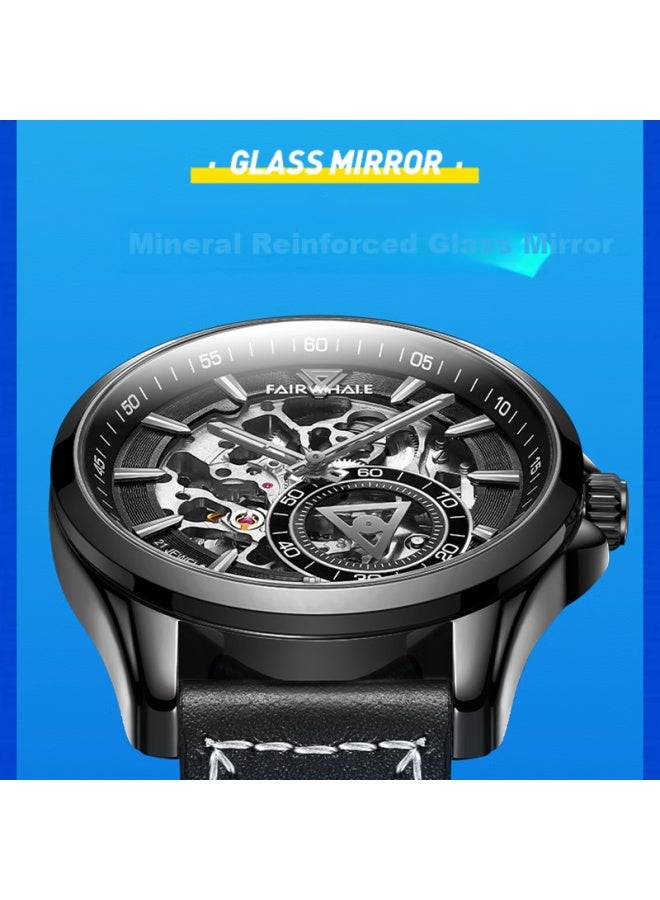 Mark Fairwhale Men's Skeleton Luminous Fully Automatic Mechanical Watch With Tourbillon, Birthday Gift For Boyfriend, Model 6350 - Image 3