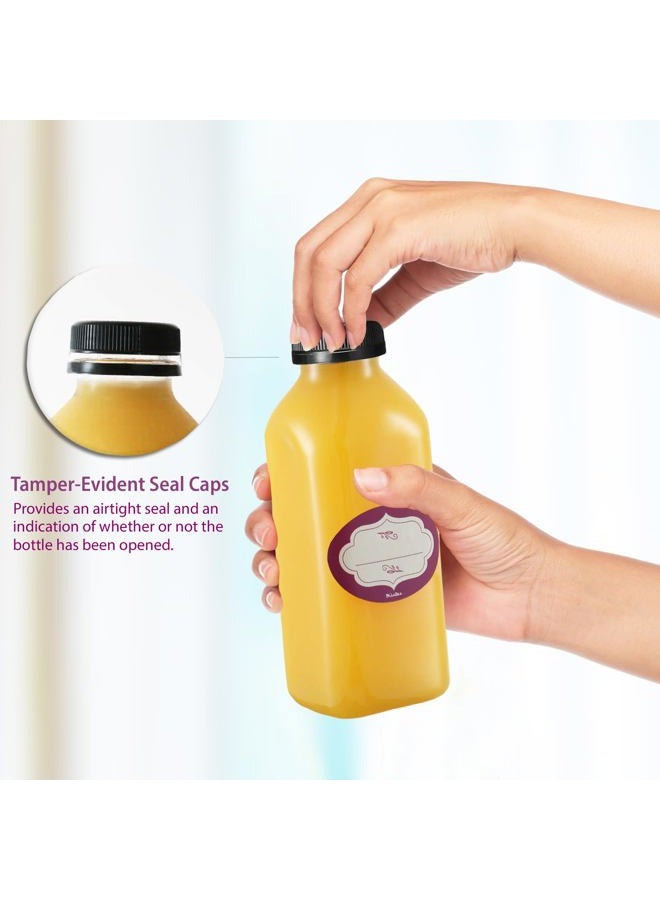 DilaBee Food Grade BPA-free Plastic Juice Bottles with Lids (16oz, Pack of 12) - Image 3