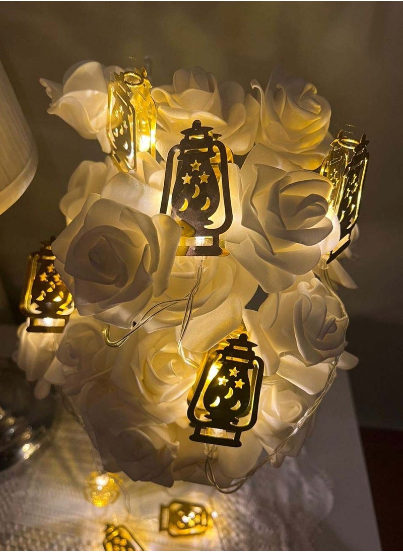 co arma A chain of golden lamps in the shape of a small lantern to decorate the courtyard garden, suitable for the Ramadan atmosphere, 120 cm  - Image 4