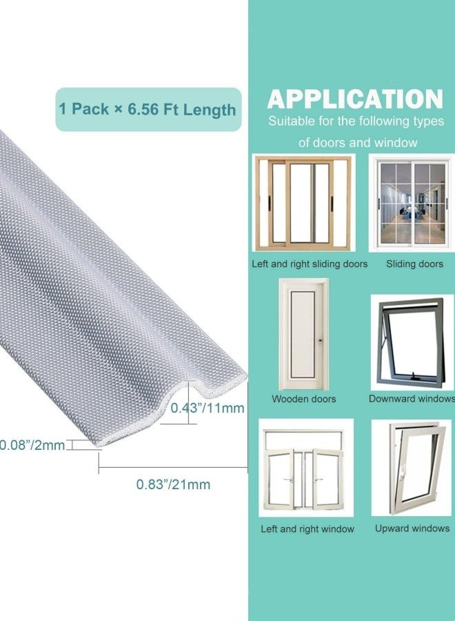 Optico 1/2/3Pcs 4m Window Draft Stopper, Foam Door Seal Strip Self Adhesive Weather Strip Window Weather Stripping Door Seal Strip Door Bottom Sweep Noise Gap Blocker for Window Gap Door Frame (Grey, 79 Inch/6.6ft Long)  - Image 2