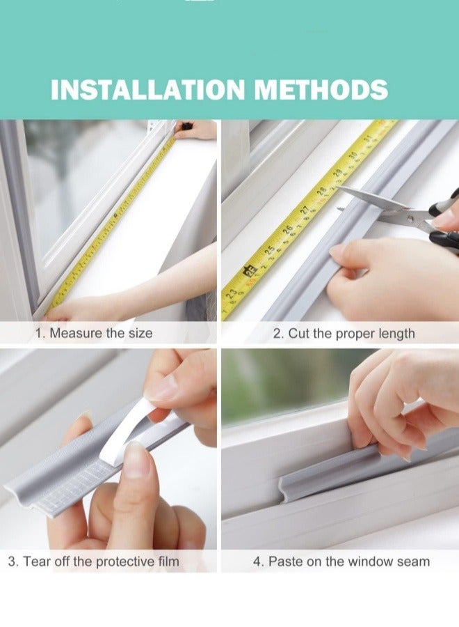 Optico 1/2/3Pcs 4m Window Draft Stopper, Foam Door Seal Strip Self Adhesive Weather Strip Window Weather Stripping Door Seal Strip Door Bottom Sweep Noise Gap Blocker for Window Gap Door Frame (Grey, 79 Inch/6.6ft Long)  - Image 5