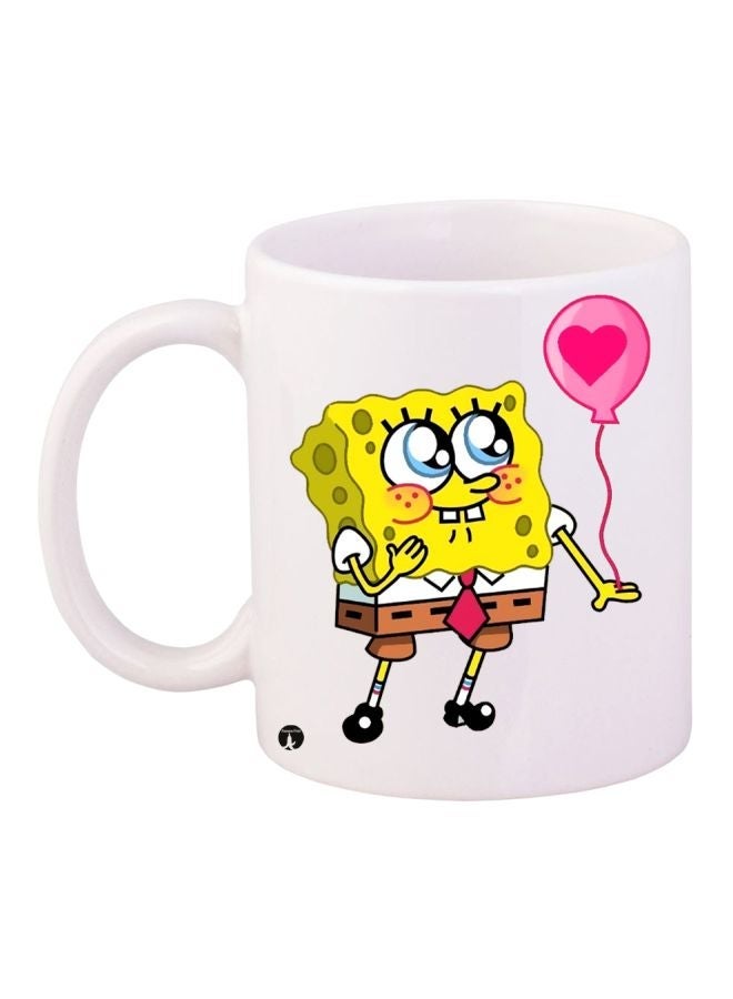 RYN SpongeBob Printed Coffee Mug White/Yellow/Brown 11ounce