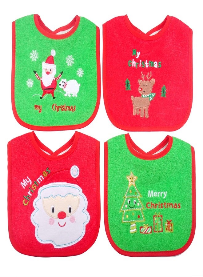Dream Loom Christmas Baby Bibs 4pcs, First Xmas Baby Gift, for Babies Newborns and Toddler - Image 1