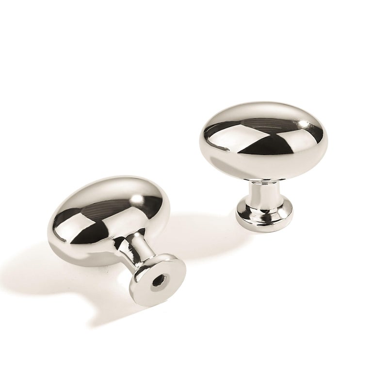 ZAUYX 2 Pack Polished Nickel Oval Cabinet Knobs Dresser Knobs Solid Drawer Knobs Kitchen Cabinet Hardware Zinc Knobs for Dresser Drawers - Image 1