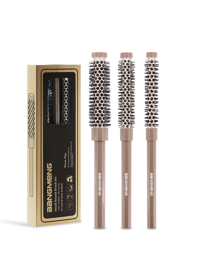 BANGMENG 3 Pieces Small Round Brush Set 37 12 58 Inch Barrel HairBrush for Blow Drying Soft Bristles Style Volumize Hair Brush for Women Men Short Hair Bangs Roots Curling Straight 