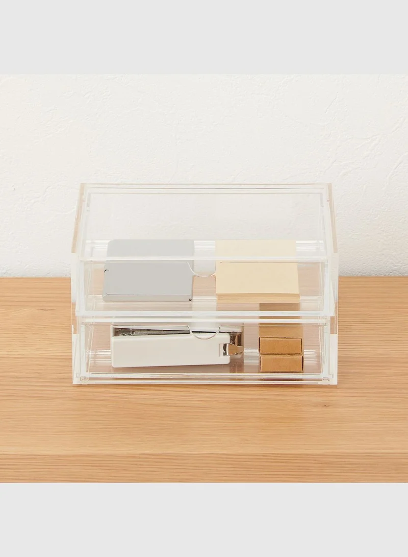 MUJI Clear Two-Drawer Stationery Organizer