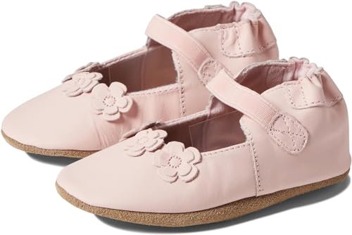 Robeez Baby Girls and Unisex Soft Soles Slip-Resistant Crib Shoes Slippers Moccasins for Infant and Toddler - Briana Light Pink - 12-18 Months - Image 1
