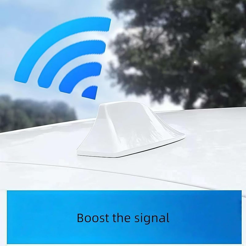 White Shark Fin Antenna Compatible with Land Rover Range Rover Evoque Sport Velar ABS Plastic No Drill Adhesive - Image 2