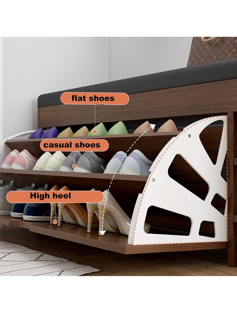 XiuWoo Modern StyleLeather Entryway Shoe Storage Bench Seat Shoe Organizer Shoe Cabinet with Hidden Shoe Rack for Home Entry Bed Room  - Image 2