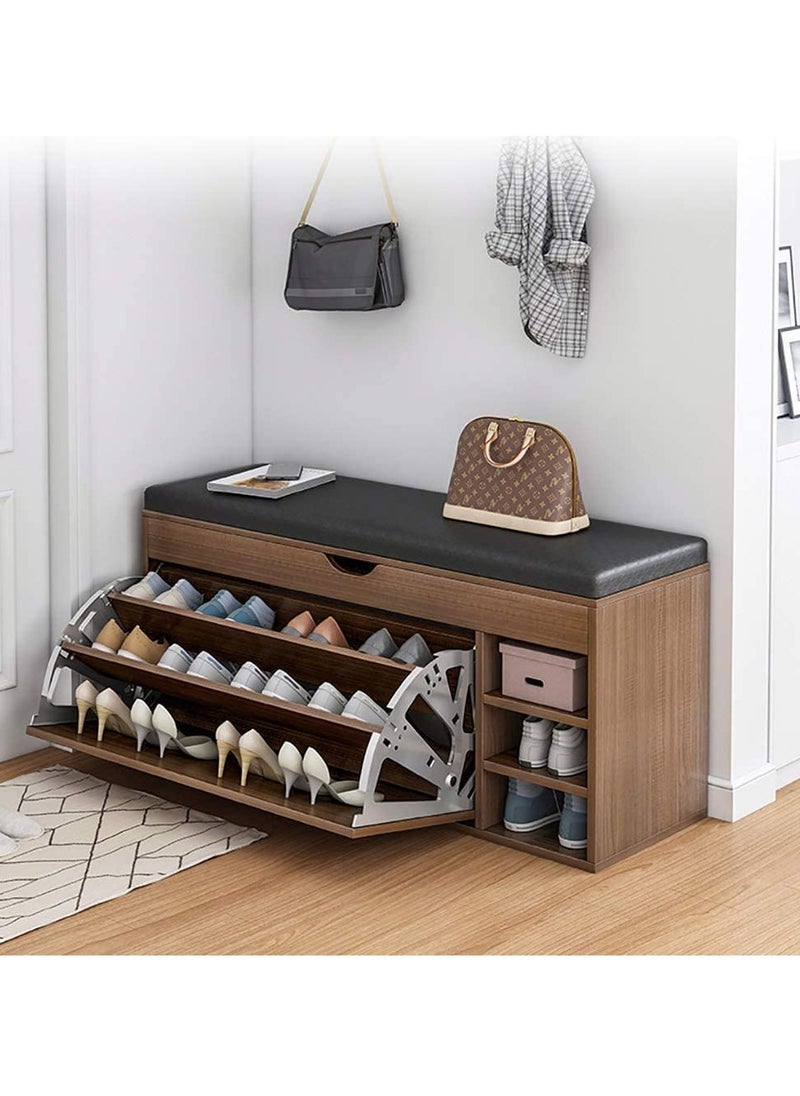 XiuWoo Modern StyleLeather Entryway Shoe Storage Bench Seat Shoe Organizer Shoe Cabinet with Hidden Shoe Rack for Home Entry Bed Room  - Image 5