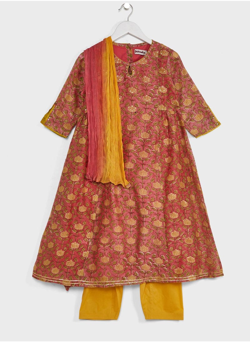 Fabindia - Kids Printed Dress & Salwar Set - Image 1