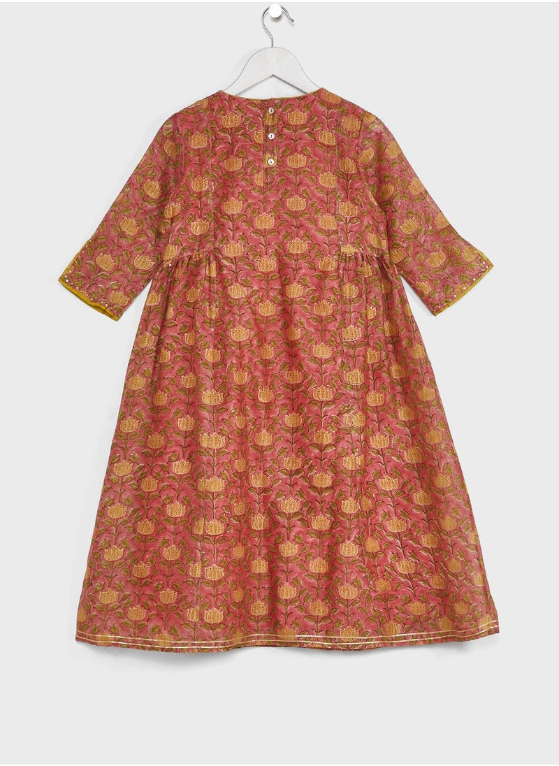 Fabindia - Kids Printed Dress & Salwar Set - Image 1