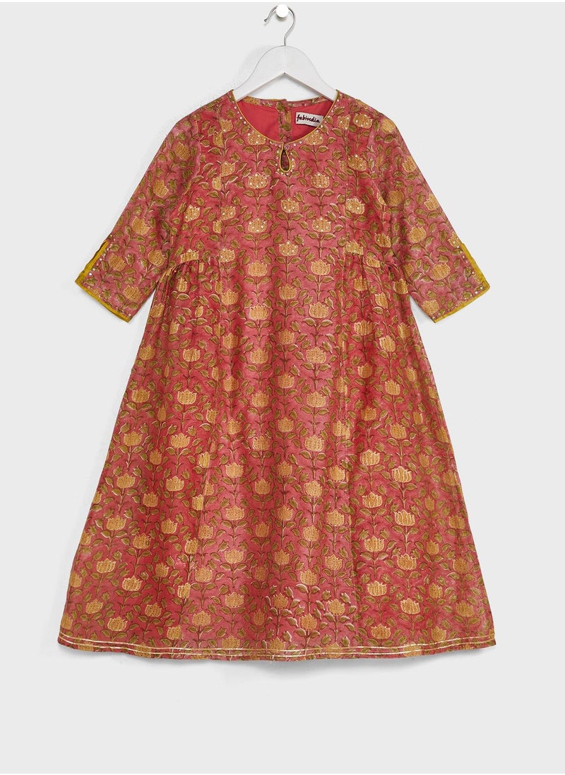 Fabindia - Kids Printed Dress & Salwar Set - Image 1