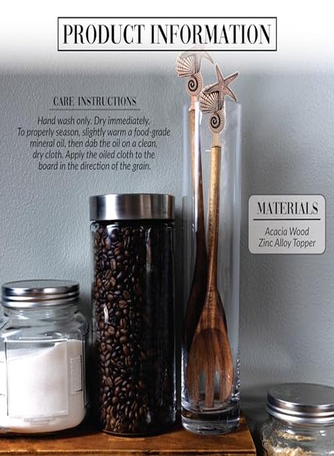 شركة بافيليون جيفت شركة بافيليون للهدايا - شوكة وملعقة على شكل صدفة مقاس 13 بوصة - أدوات تقديم بحرية على شكل قارب وشاطئ وبحيرة - هدية مثالية للمضيفة - Image 4