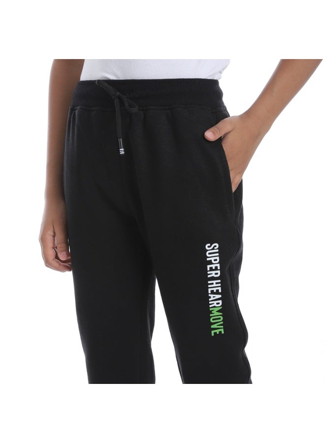 Andora Black Elastic Waist Printed Boys Sweatpants_Black - Image 4