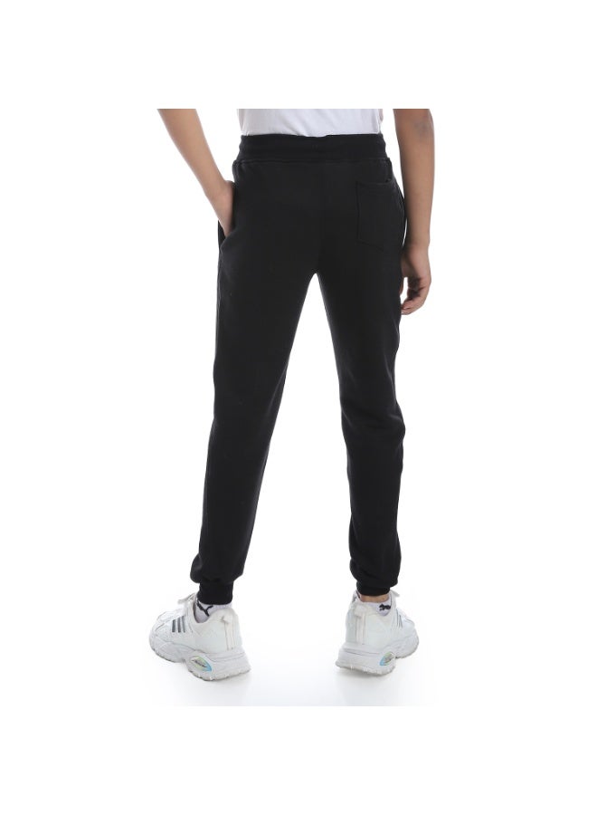 Andora Black Elastic Waist Printed Boys Sweatpants_Black - Image 3
