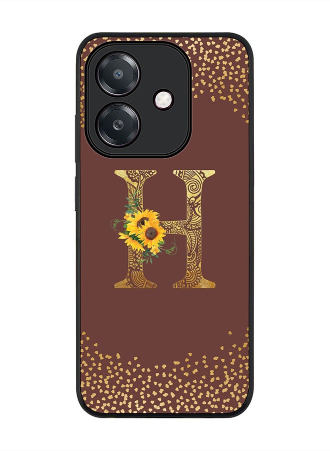 Stylizedd For Oppo A5i Case,Slim fit Camera Protection, Shockproof Thin Phone cover  - Custom Floral Monogram - H  (Brown )