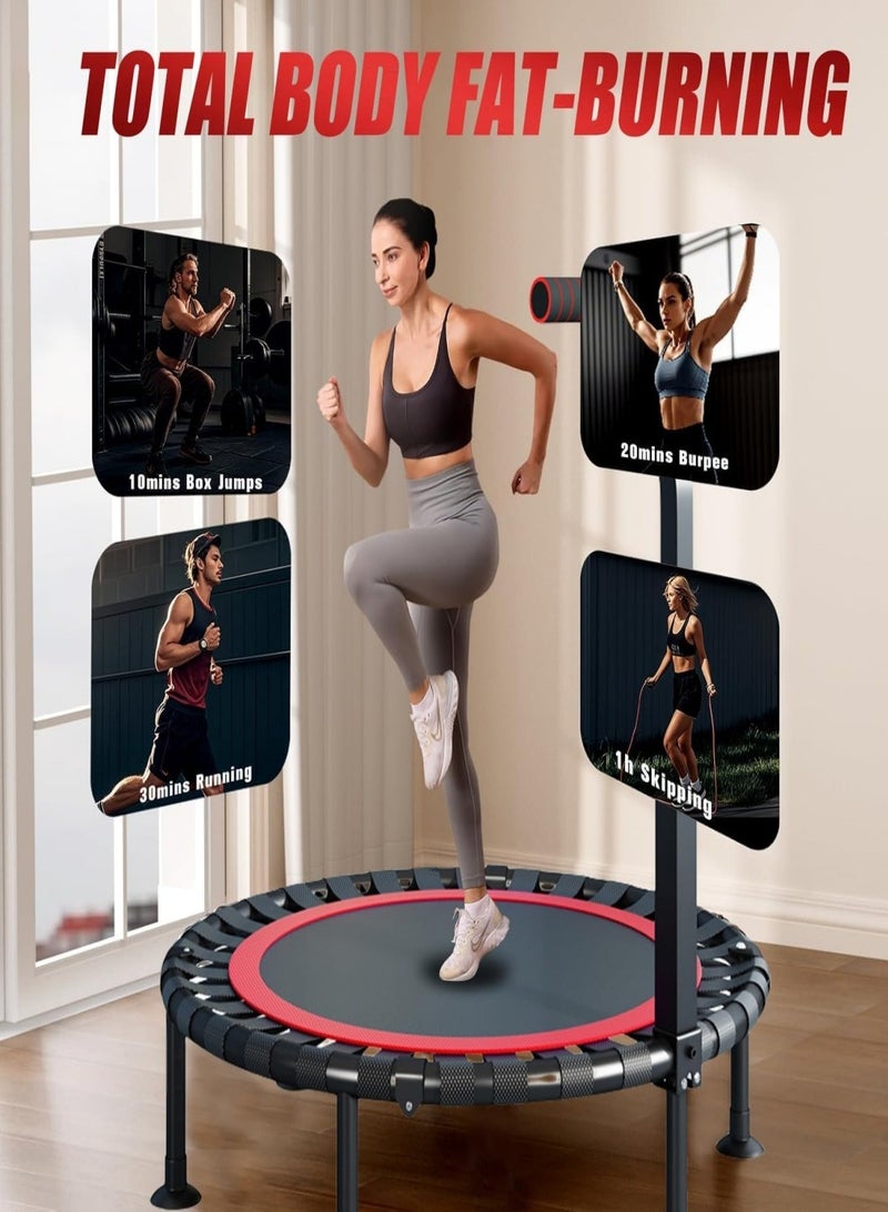 الترامبولين 40 بوصة، مقبض رغوي قابل للتعديل بنمط T، مرتدي تمارين مستقر وهدوء، ترامبولين تمارين داخلي للجسم واللياقة البدنية، للبالغين والأطفال - الحد الأقصى للوزن 300 كجم - Image 2