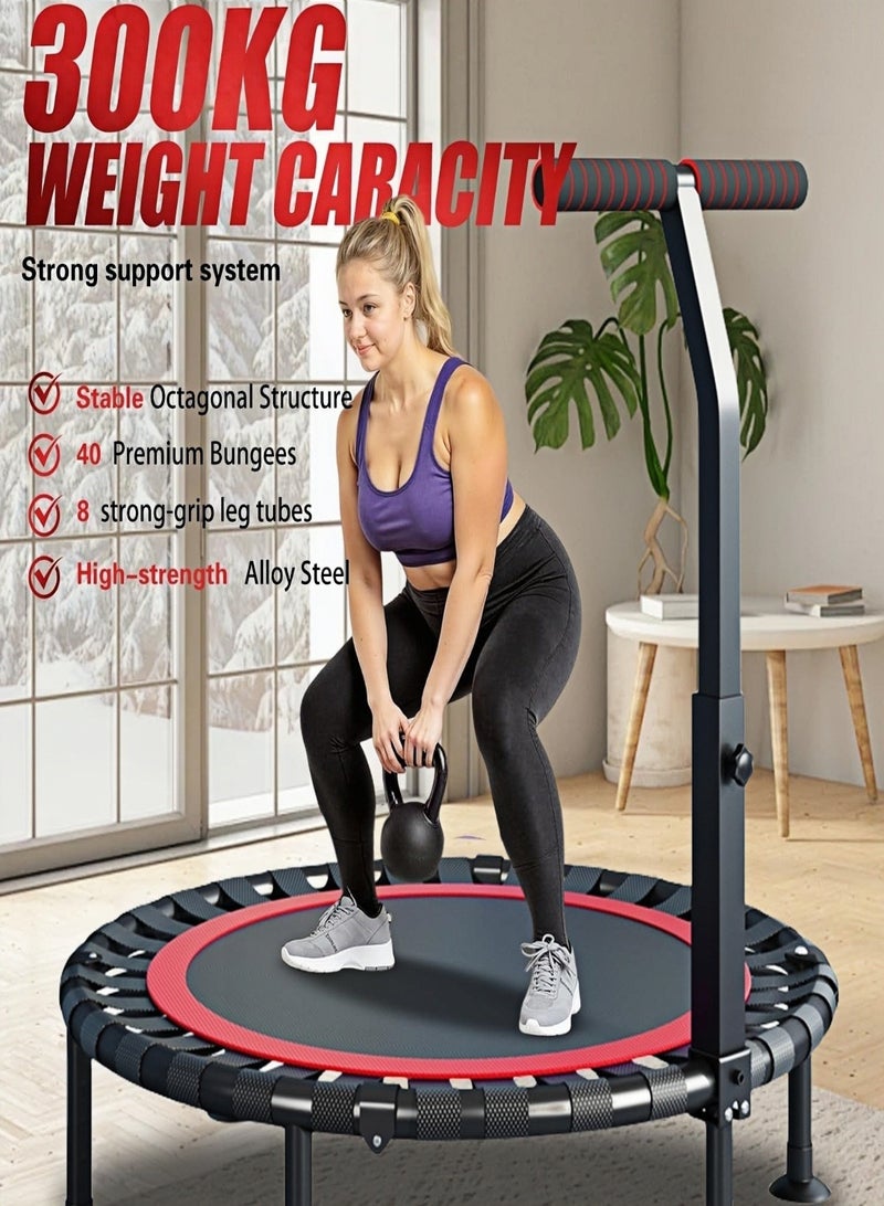 الترامبولين 40 بوصة، مقبض رغوي قابل للتعديل بنمط T، مرتدي تمارين مستقر وهدوء، ترامبولين تمارين داخلي للجسم واللياقة البدنية، للبالغين والأطفال - الحد الأقصى للوزن 300 كجم - Image 3